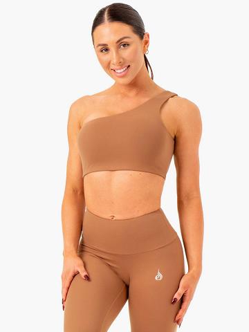 Women's Ryderwear Women Sports Bra Adapt One Shoulder Sports Bra Mocha | NZ2296AP