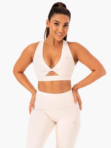 Women's Ryderwear Women Sports Bra Adapt Twist Sports Bra Ivory | NZ2346YU