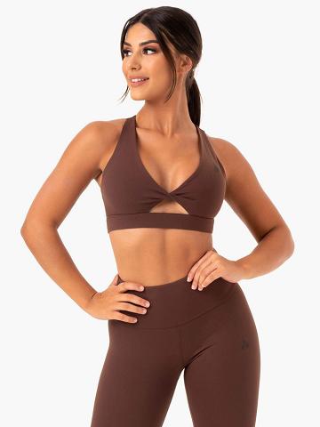 Women's Ryderwear Women Sports Bra Adapt Twist Sports Bra Chocolate | NZ2348RW