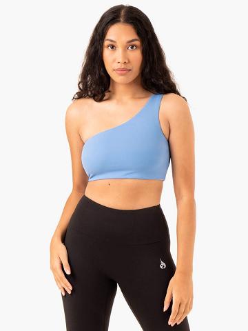 Women's Ryderwear Women Sports Bra Adapt One Shoulder Sports Bra Sky Blue | NZ2353NB