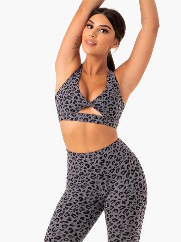 Women's Ryderwear Women Sports Bra Adapt Twist Sports Bra Grey Leopard | NZ2482MA