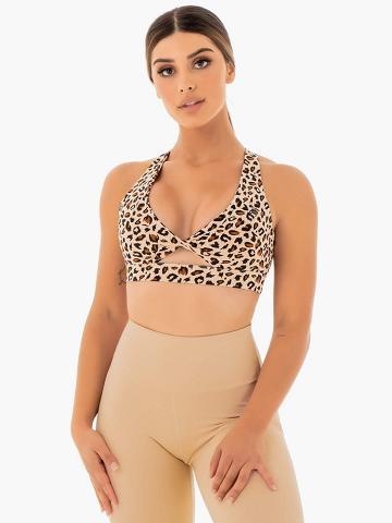 Women's Ryderwear Women Sports Bra Adapt Twist Sports Bra Nude Leopard | NZ2543JJ