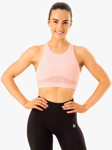 Women's Ryderwear Women Sports Bra Amazon Mesh Sports Bra Baby Pink | NZ2332ZG