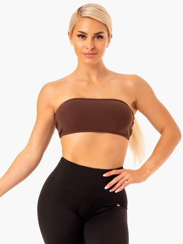 Women's Ryderwear Women Sports Bra Bandeau Sports Bra Chocolate | NZ2435XF