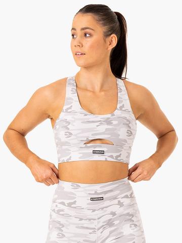 Women's Ryderwear Women Sports Bra Base Racer Back Sports Bra Grey Camo | NZ2319UT