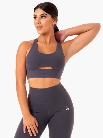 Women's Ryderwear Women Sports Bra Base Racer Back Sports Bra Charcoal | NZ2483NB