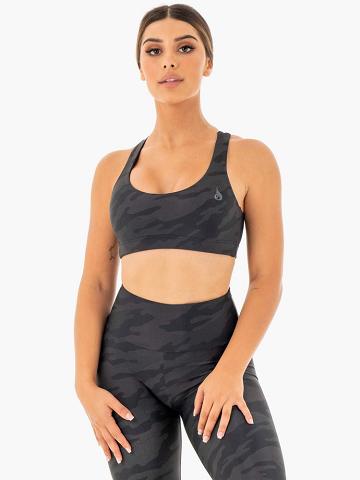 Women's Ryderwear Women Sports Bra Camo Sports Bra Black Camo | NZ2542KI