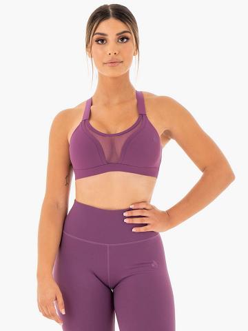 Women's Ryderwear Women Sports Bra Collide Mesh Contour Sports Bra Purple | NZ2314SO