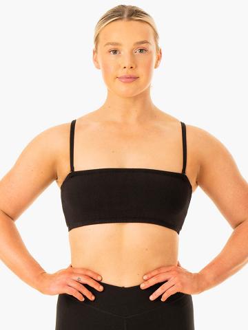 Women's Ryderwear Women Sports Bra Convertible Bandeau Sports Bra Black | NZ2411LH