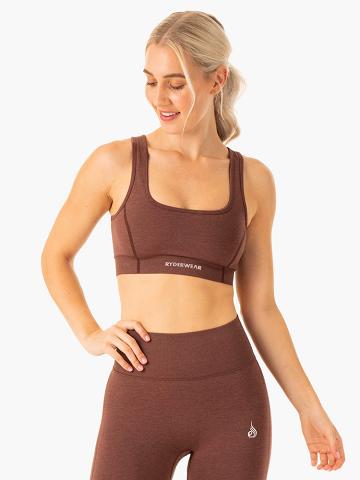 Women's Ryderwear Women Sports Bra Enhance Seamless Sports Bra Chocolate | NZ2408CE