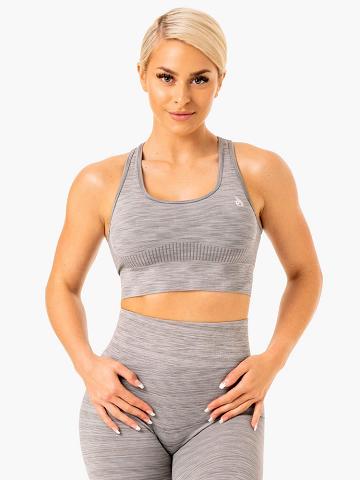 Women's Ryderwear Women Sports Bra Evolve Seamless Longline Sports Bra Grey | NZ2335JJ