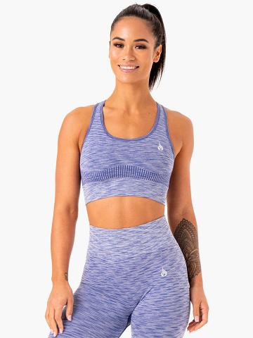 Women's Ryderwear Women Sports Bra Evolve Seamless Longline Sports Bra Blue | NZ2367AP