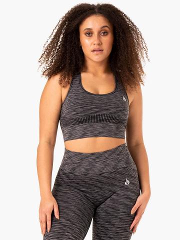 Women's Ryderwear Women Sports Bra Evolve Seamless Longline Sports Bra Black | NZ2374RW