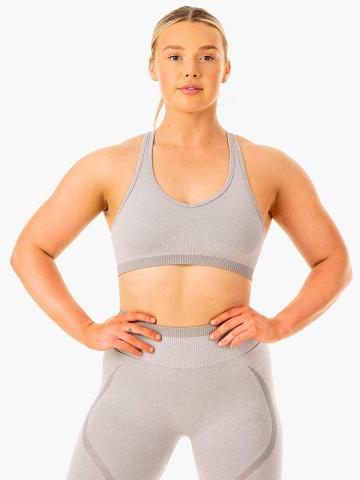 Women's Ryderwear Women Sports Bra Excel Seamless Sports Bra Grey Marl | NZ2243PQ