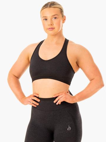 Women's Ryderwear Women Sports Bra Excel Seamless Sports Bra Black Marl | NZ2277KI