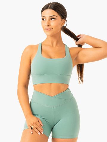 Women's Ryderwear Women Sports Bra Flow Square Neck Sports Bra Green | NZ2230VD