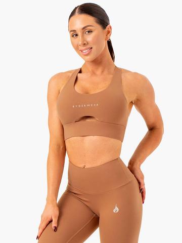 Women's Ryderwear Women Sports Bra Focus Contour Sports Bra Mocha | NZ2299FM