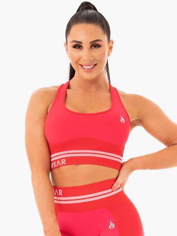 Women's Ryderwear Women Sports Bra Freestyle Seamless Longline Sports Bra Red | NZ2544HK