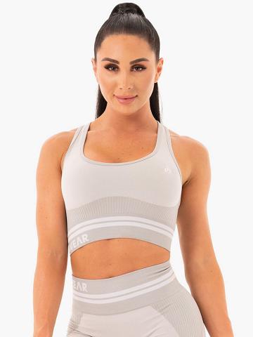 Women's Ryderwear Women Sports Bra Freestyle Seamless Longline Sports Bra Grey | NZ2548SO