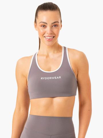 Women's Ryderwear Women Sports Bra Frequency High Impact Sports Bra Smoke Grey | NZ2253ZG