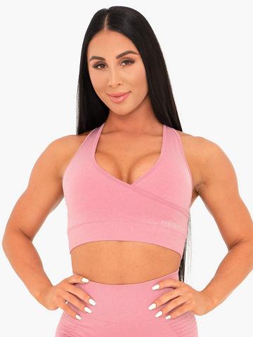 Women's Ryderwear Women Sports Bra Geo Seamless Sports Bra Pink | NZ2419AP