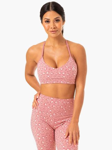 Women's Ryderwear Women Sports Bra Hybrid Sports Bra Pink Leopard | NZ2447OR