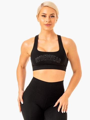 Women's Ryderwear Women Sports Bra Knockout Racer Back Sports Bra Black | NZ2433VD