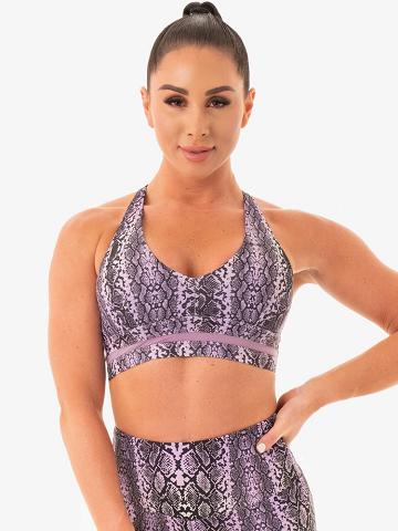 Women's Ryderwear Women Sports Bra NEM X RW Sports Bra Purple Snake | NZ2497AP