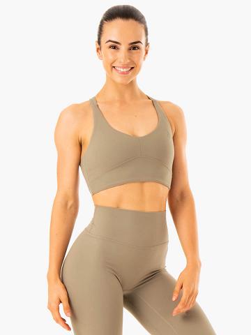 Women's Ryderwear Women Sports Bra NKD Refine Sports Bra Khaki | NZ2399TV