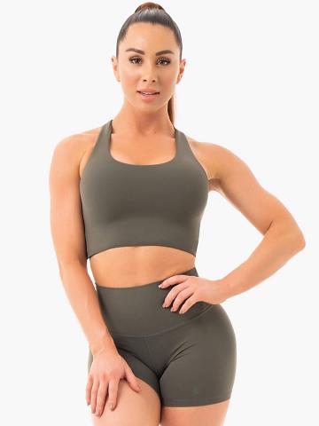 Women's Ryderwear Women Sports Bra NKD Sports Bra Khaki | NZ2535NB