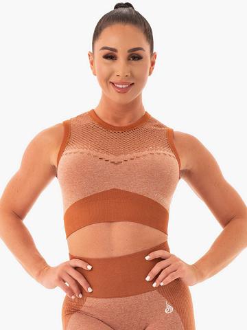 Women's Ryderwear Women Sports Bra Oasis Seamless Crop Top Sports Bra Desert Rust | NZ2349EX