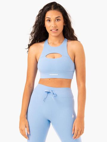 Women's Ryderwear Women Sports Bra Replay Cut Out Sports Bra Sky Blue | NZ2312FM