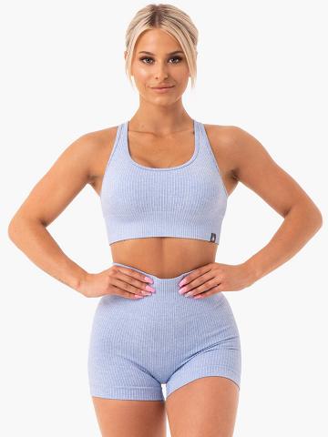 Women's Ryderwear Women Sports Bra Rib Seamless Sports Bra Blue Marl | NZ2434CE