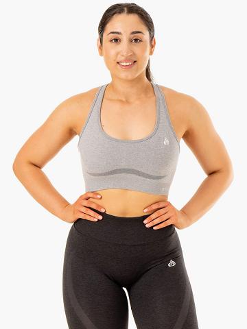 Women's Ryderwear Women Sports Bra Sculpt Seamless Racer Back Sports Bra Grey Marl | NZ2252LH