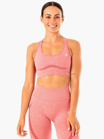 Women's Ryderwear Women Sports Bra Sculpt Seamless Racer Back Sports Bra Pink Marl | NZ2291YU