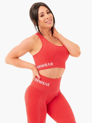 Women's Ryderwear Women Sports Bra Seamless Staples Sports Bra Red Marl | NZ2520FM