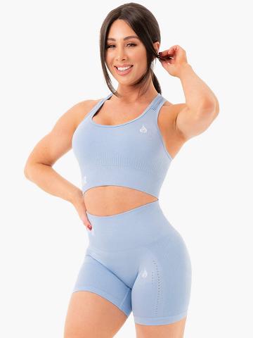 Women's Ryderwear Women Sports Bra Seamless Staples Sports Bra Denim Blue Marl | NZ2524PQ