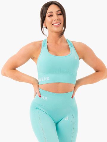 Women's Ryderwear Women Sports Bra Seamless Staples Sports Bra Aqua Marl | NZ2529TV