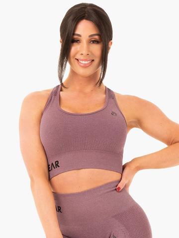 Women's Ryderwear Women Sports Bra Seamless Staples Sports Bra Purple Marl | NZ2541LH