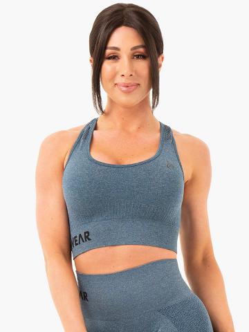 Women's Ryderwear Women Sports Bra Seamless Staples Sports Bra Teal Marl | NZ2552IS