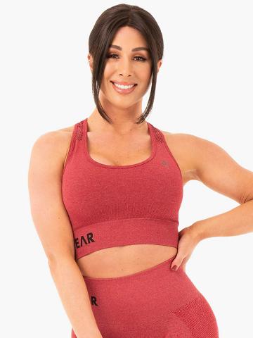 Women's Ryderwear Women Sports Bra Seamless Staples Sports Bra Cherry Red Marl | NZ2555TV