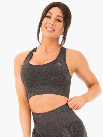 Women's Ryderwear Women Sports Bra Seamless Staples Sports Bra Charcoal Marl | NZ2566ZG