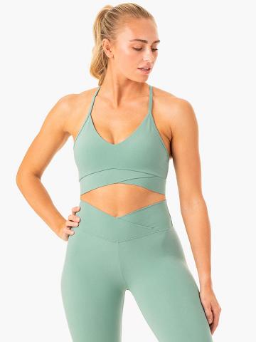 Women's Ryderwear Women Sports Bra Serene Cross Over Sports Bra Green | NZ2255CE