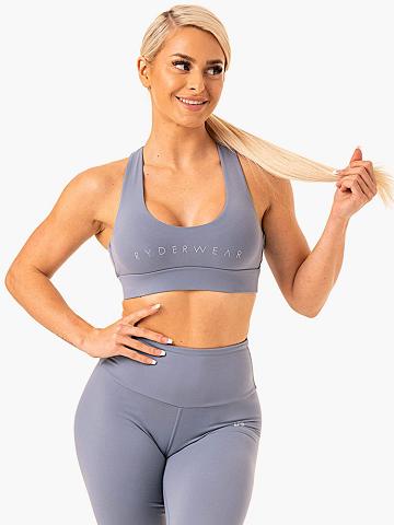 Women's Ryderwear Women Sports Bra Staples Cross Over Sports Bra Steel Grey | NZ2361JJ