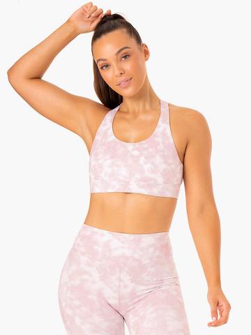 Women's Ryderwear Women Sports Bra Tie Dye Sports Bra Mauve Pink Tie Dye | NZ2443DN