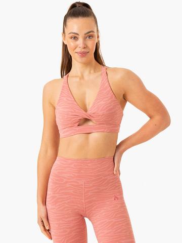 Women's Ryderwear Women Sports Bra Transform Twist Sports Bra Pink Zebra | NZ2239YU