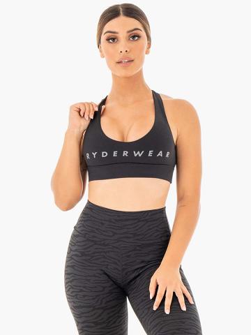 Women's Ryderwear Women Sports Bra Wild Cross Over Sports Bra Black | NZ2475UT