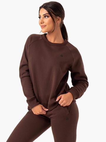 Women's Ryderwear Women Sweaters Adapt Boyfriend Sweaters Chocolate | NZ2580YU