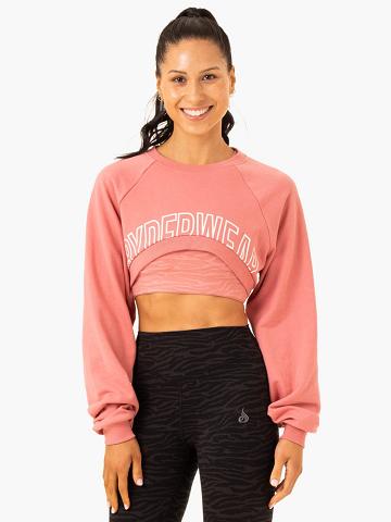 Women's Ryderwear Women Sweaters Emerge Super Crop Sweaters Pink | NZ2652TV