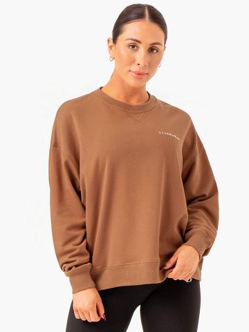 Women's Ryderwear Women Sweaters Recover Lightweight Sweaters Mocha | NZ2637WY